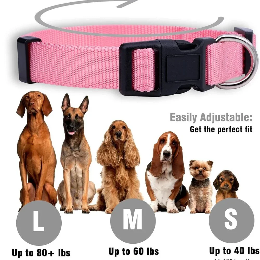 NWT Native Pup Basic Nylon Dog Collar, Adjustable for Small Dogs or Puppies Pink